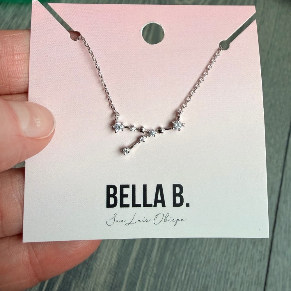 Taurus Zodiac Rhinestone Constellation Necklace In Silver